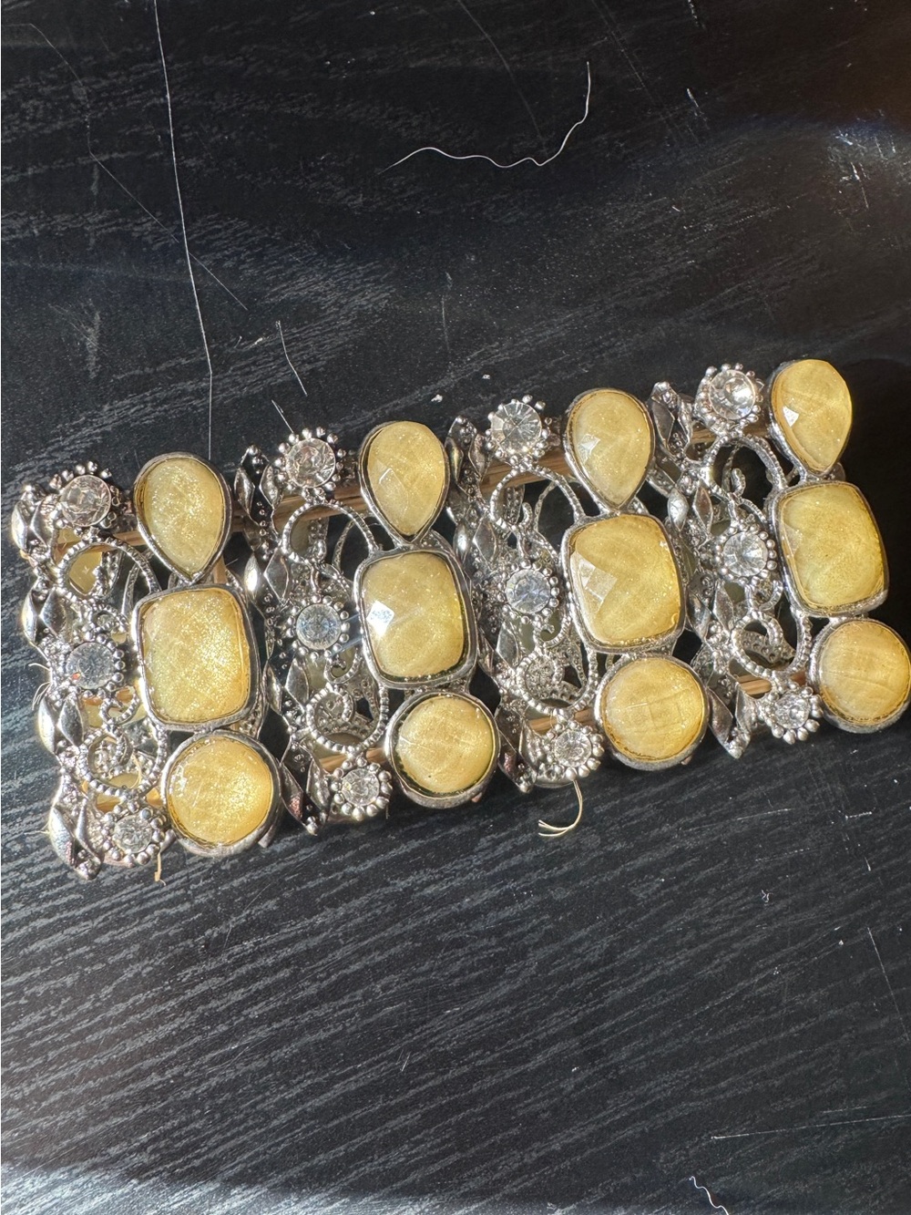 Elegant Women's Yellow Stone Silver Bracelet - Brand: